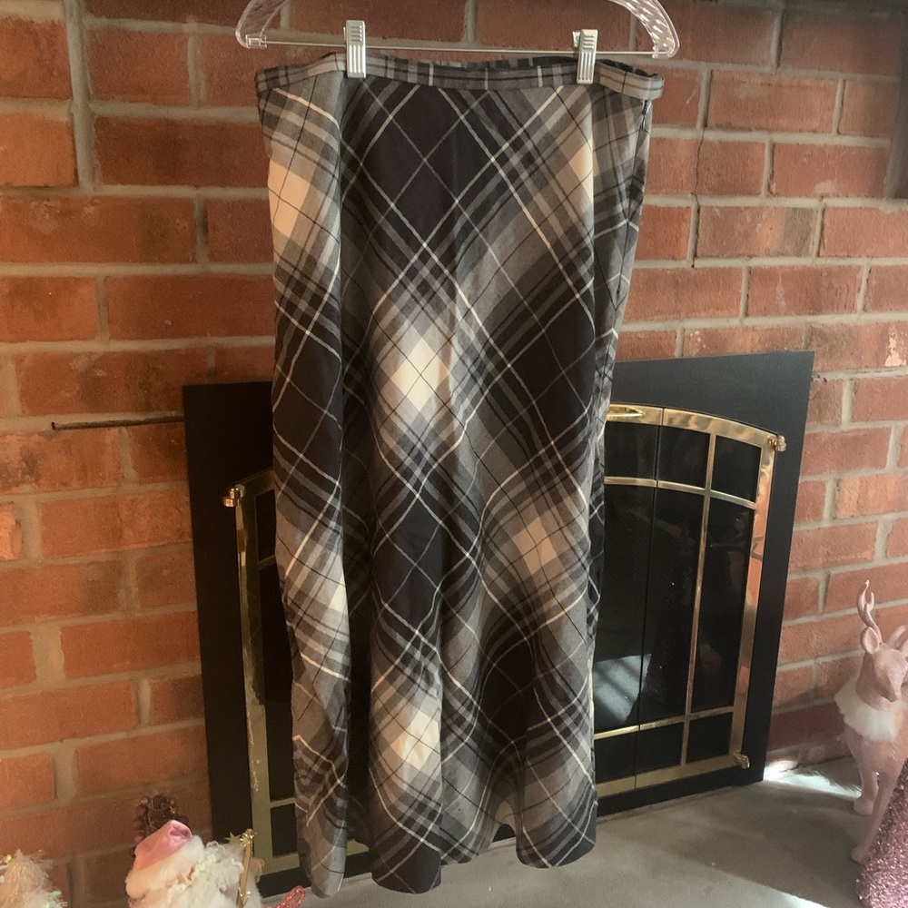 Charter Club Diagonal Plaid Maxi Skirt in Black and creme